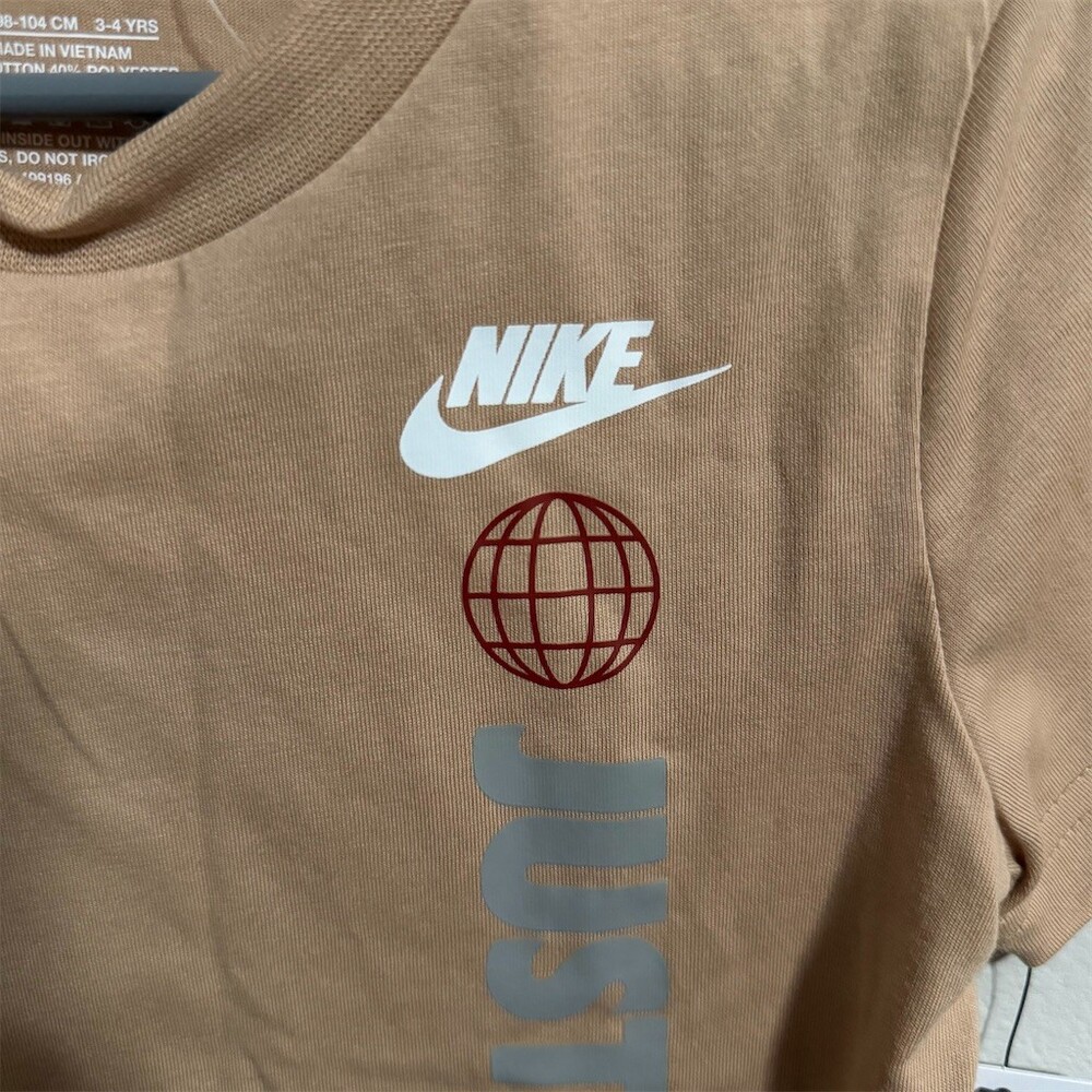 Nike Toddler Boys Just Do It Graphic Tee Tan Beige Size 4T NWT - Picture 3 of 5